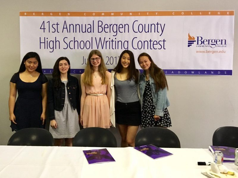 From left to right: Haozhong Jin ('18), Sydney Salk ('18), Hannah Rosen ('18), Cleopatra Lim ('18), and Sakura Eguchi ('18). Winner Sara Howard not pictured.