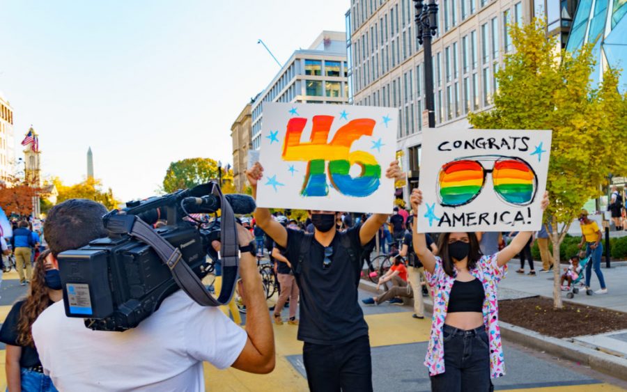 Citizens celebrate the inauguration of Joe Biden and Kamala Harris.