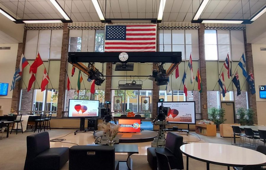 The flags of the Lalor Library Media Center