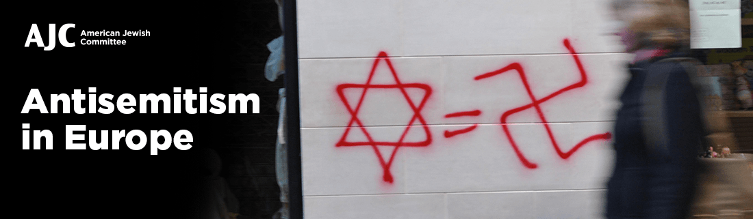 A picture implying antisemitic sentiments on the wall of a European city.