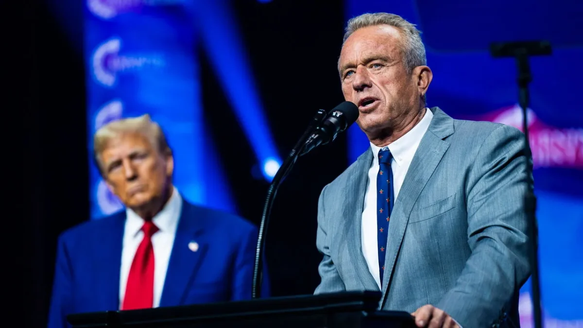 President Donald J. Trump, left, and Robert F. Kennedy, right, United States Secretary of Health and Human Services