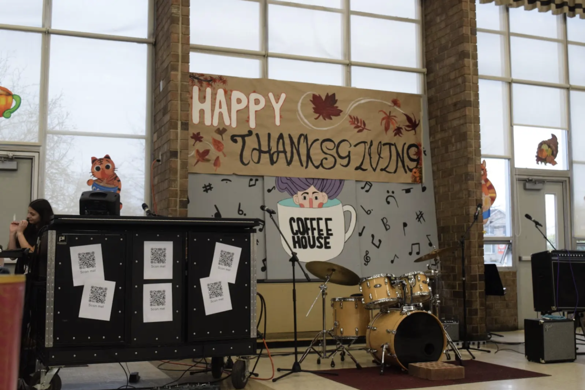 The Tenafly cafeteria in chrysalis. Claire Yoon covers this year's Coffee House.