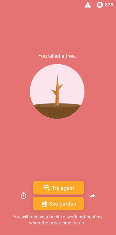 Image users are provided with after exiting the Flora app during their focus time. 
