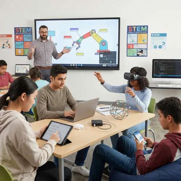 Courtesy of Easy-Peasy.AI: https://easy-peasy.ai/ai-image-generator/images/hand-on-math-technology-tools-education-classroom